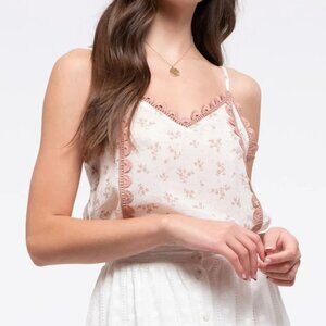 Fun Floral Lace Trim Cami - Dusty Blush
